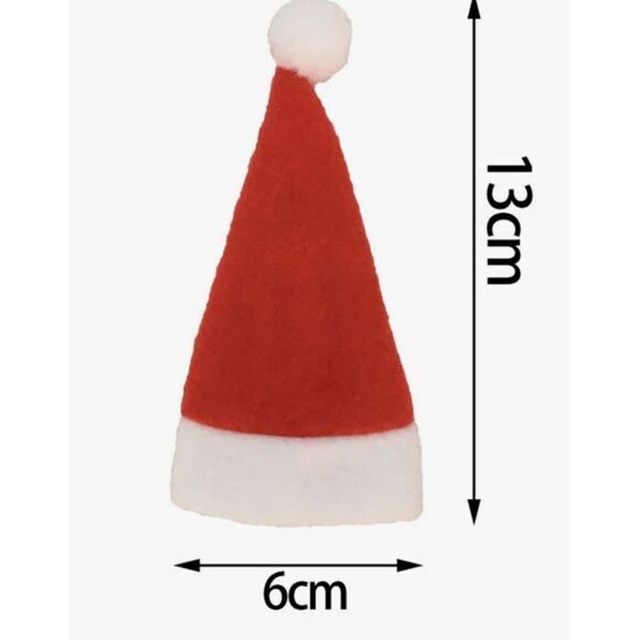 4pcs Christmas Hat Shaped Fabric Cutlery Holder, Christmas Hat Utensil Pouch - Picture 2 of 5